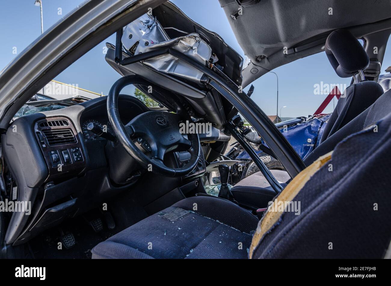 vista dall'interno degli incidenti Foto Stock