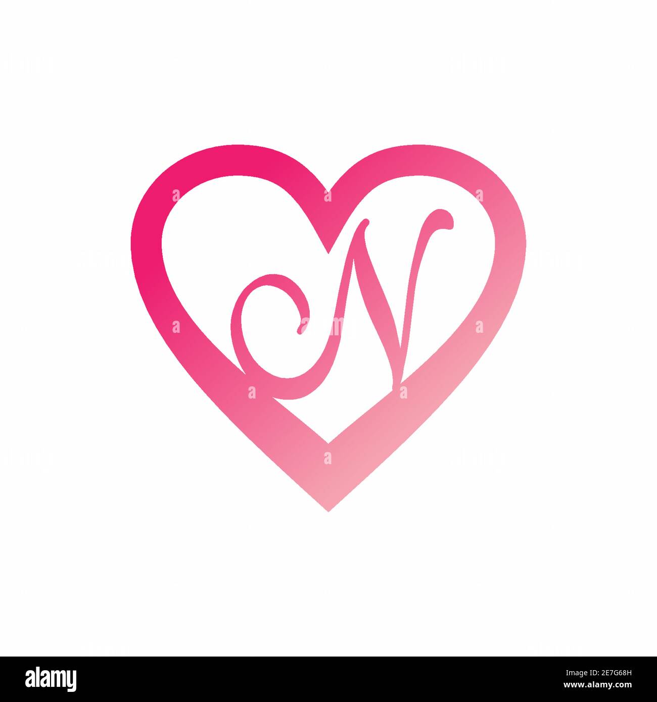 N lettera in rosa segno d'amore logo design Illustrazione Vettoriale