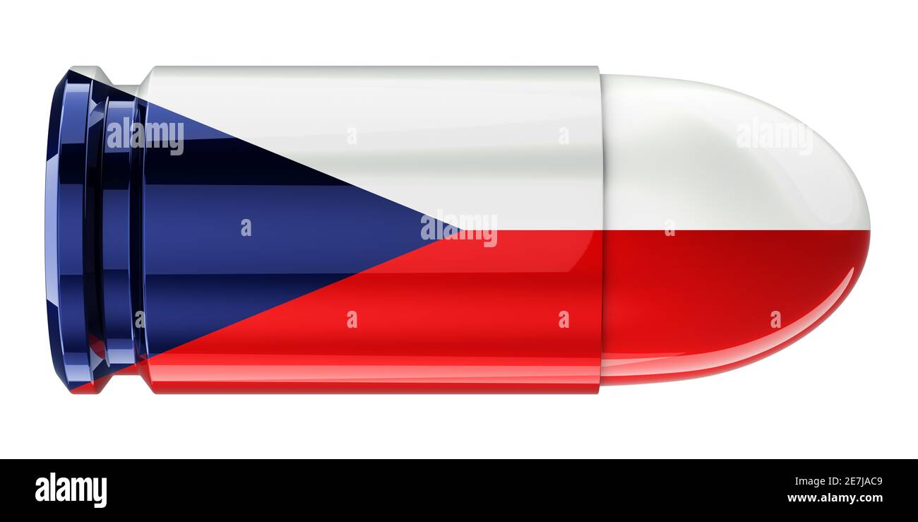 Bullet con bandiera ceca, rendering 3D isolato su sfondo bianco Foto Stock