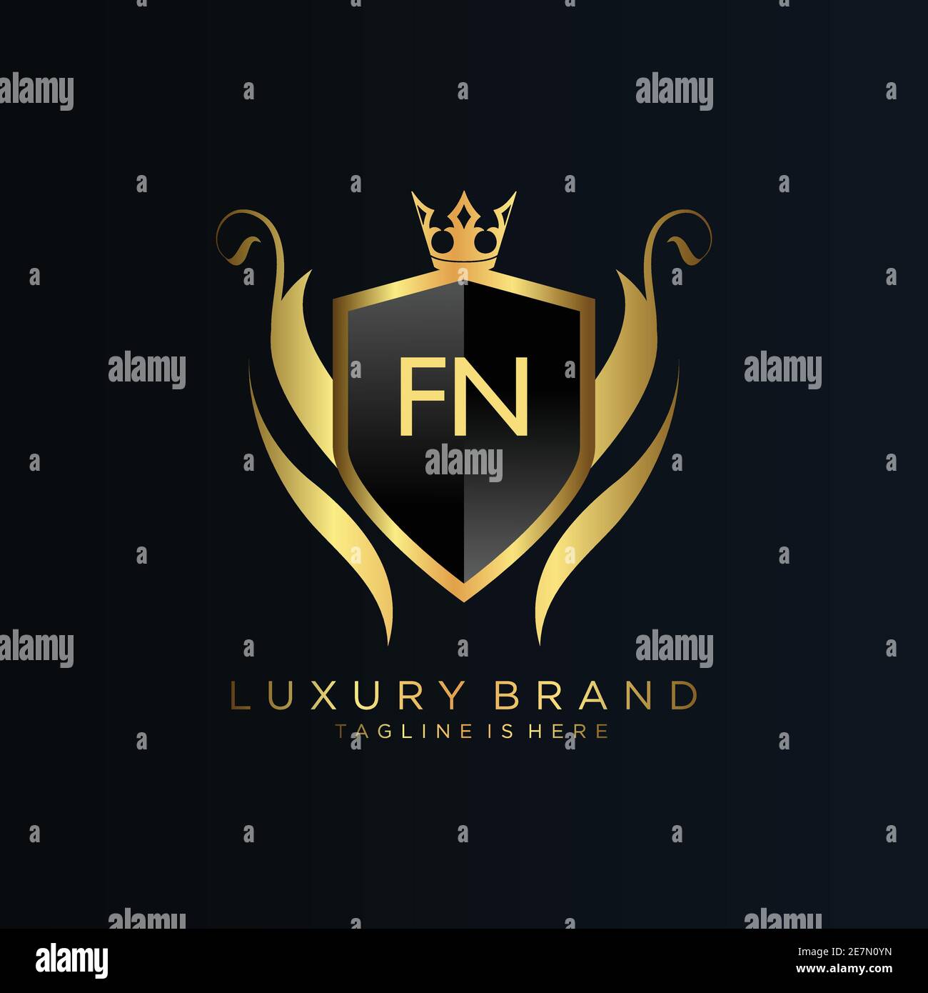 Initial Letter with Royal Template.Elegant with Crown logo vector, Creative lettering Logo Vector Illustration Illustrazione Vettoriale
