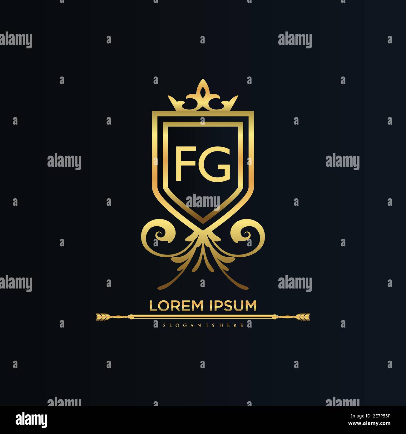 Initial Letter with Royal Template.Elegant with Crown logo vector, Creative lettering Logo Vector Illustration Illustrazione Vettoriale