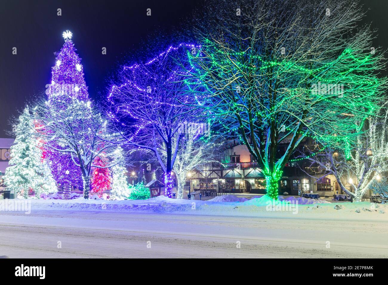 Vacanze luci e neve a Leavenworth Washington Foto Stock