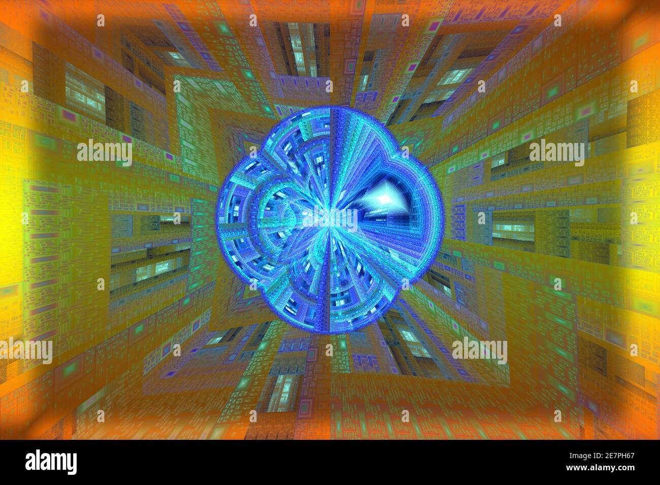 Blue Physics Education Fractal Logo sfondo pagina web sfondo sfondo sfondo Foto Stock