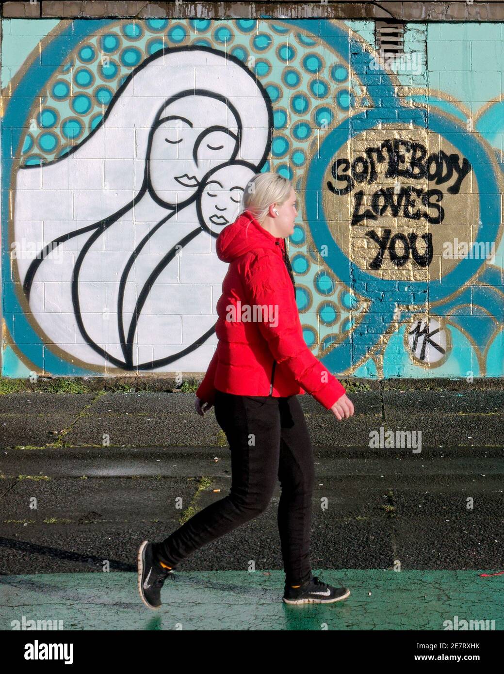 Glasgow, Scotland, UK.30th gennaio, 2021, Lockdown Sabato crescente vista in città sono le gentilezza personali che invoca la salute mentale. La miseria continua almeno la pioggia fermata come strade deserte nel centro città le aree commerciali si basa in manifesti e wall art come un sostituto per la vita. Credit Gerard Ferry/Alamy Live News Foto Stock