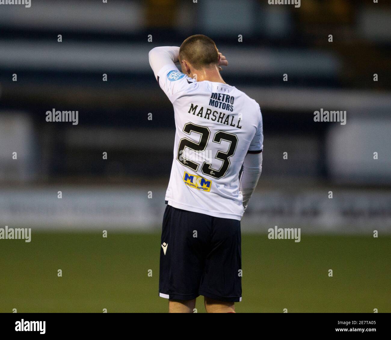 Starks Park, Kirkcaldy, Fife, Regno Unito. 30 gennaio 2021. Scottish Championship Football, Raith Rovers contro Dundee FC; Jordan Marshall di Dundee ha debuttato a tempo pieno Credit: Action Plus Sports/Alamy Live News Foto Stock