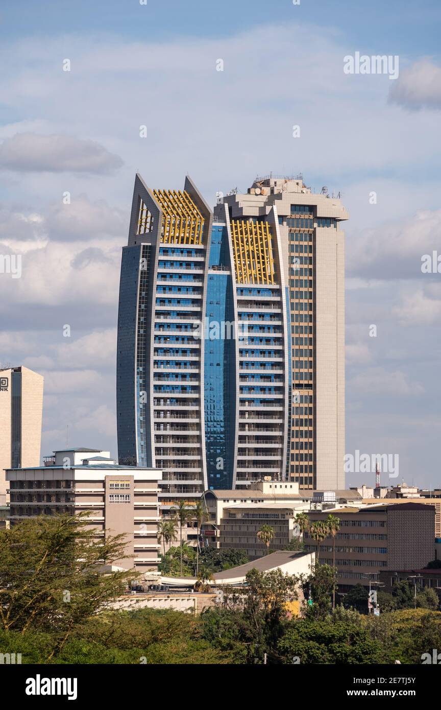 L'esterno della CBK Pension House nel quartiere centrale degli affari di Nairobi (CBD), Kenya Foto Stock