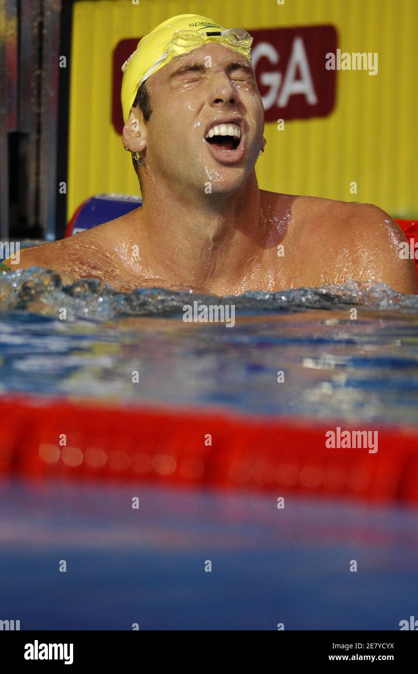 Il Grant Hackett dell'Australia compete su uomini 1500 metri freestyle durante il 12° Campionato Mondiale della FINA, alla Rod Laver Arena, a Melbourne, Australia, il 1° aprile 2007. Foto di Nicolas Gouhier/Cameleon/ABACAPRESS.COM Foto Stock