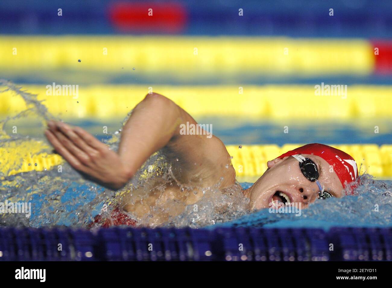 Medaglia d'oro polacca Mateusz Sawrymowicz sulle donne 1500 metri freestyle durante il 12° Campionato del mondo FINA, alla Rod Laver Arena, a Melbourne, Australia, il 1° aprile 2007. Foto di Nicolas Gouhier/Cameleon/ABACAPRESS.COM Foto Stock