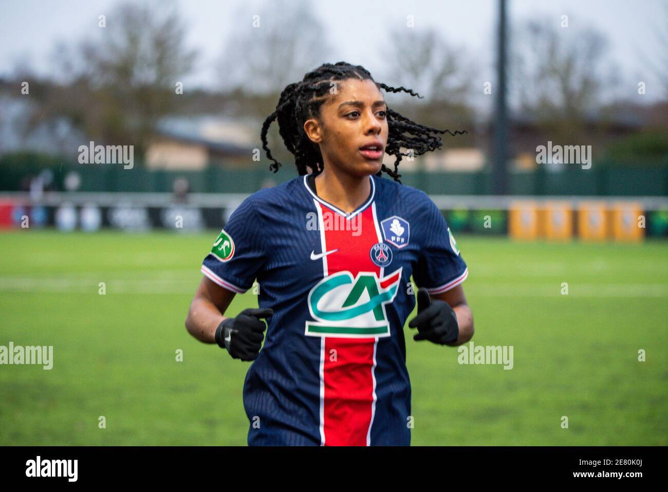 Ashley Lawrence di Parigi Saint Germain reagisce durante la Coppa di Francia delle Donne 039, partita di calcio 32 tra FC Fleury 91 e Paris Saint-Germain il 30 gennaio 2021 allo stadio Walter Felder di Fleury-Merogis, Francia - Foto Antoine Massinon / A2M Sport Consulting / DPPI / LM Foto Stock