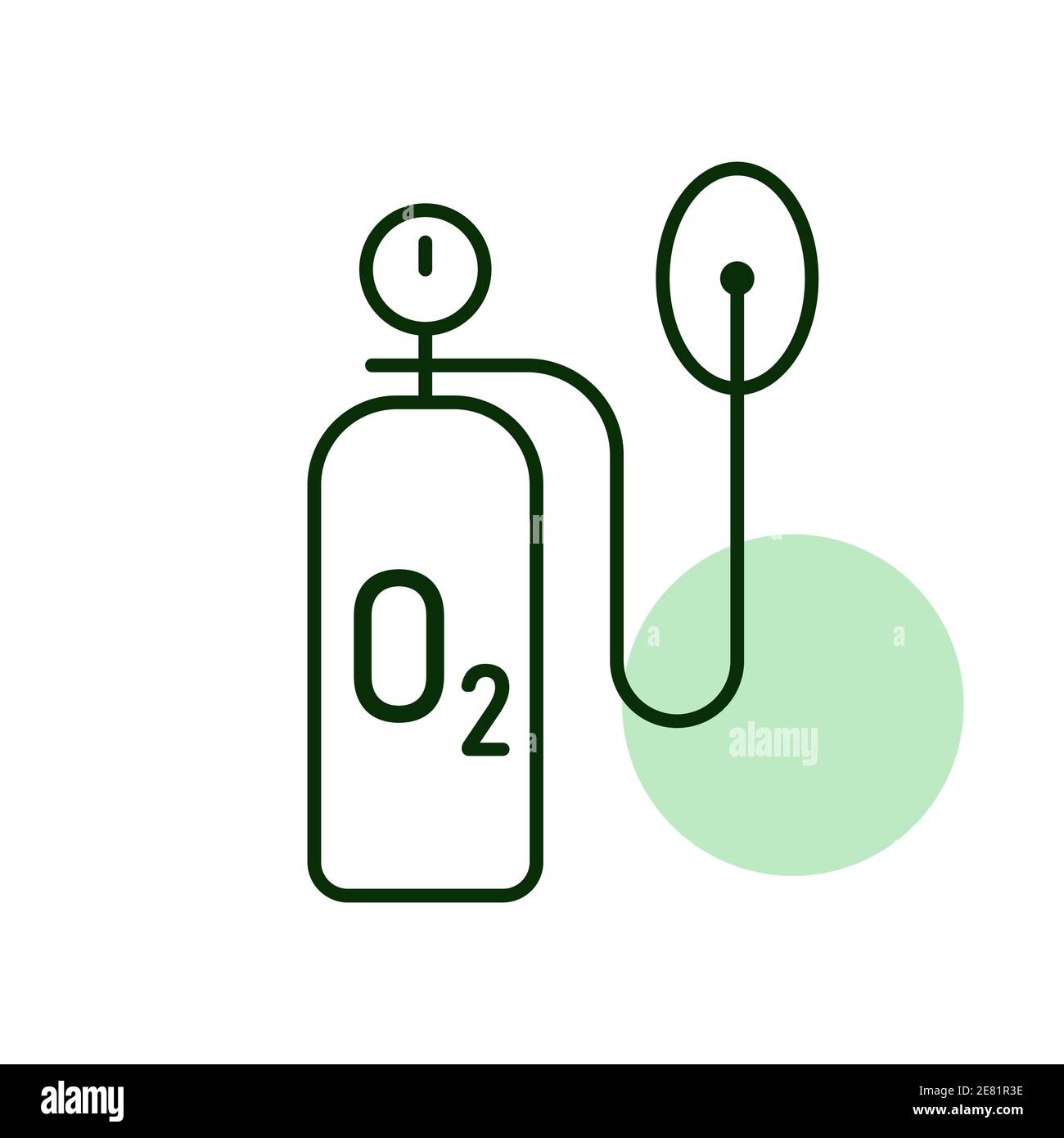 Icona del vettore della bombola di ossigeno per uso medico. Segno medico. Coronavirus. Simbolo grafico per la progettazione di siti Web medici e applicazioni, logo, app, interfaccia utente Illustrazione Vettoriale