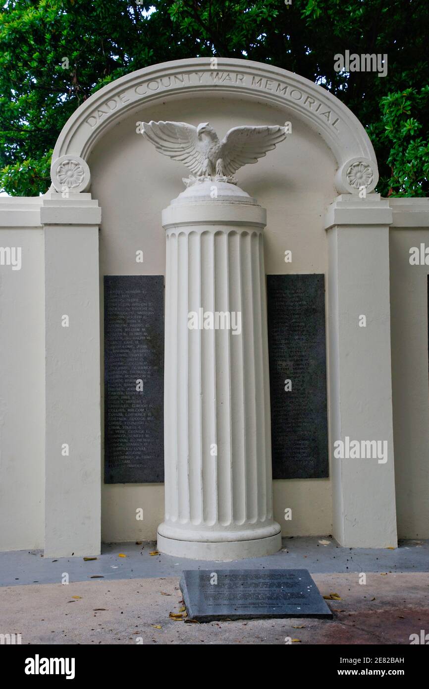 Il monumento ai caduti della contea di Dade nel Bayfront Park di Miami, Florida. Foto Stock