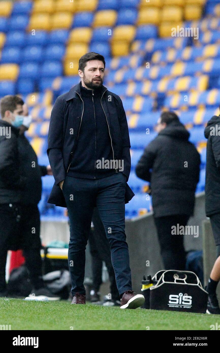 Londra, Regno Unito. 30 gennaio 2021. MK Dons manager, Russell Martin durante la partita EFL Sky Bet League 1 tra AFC Wimbledon e Milton Keynes Dons a Plough Lane, Londra, Inghilterra, il 30 gennaio 2021. Foto di Carlton Myrie. Solo per uso editoriale, è richiesta una licenza per uso commerciale. Nessun utilizzo nelle scommesse, nei giochi o nelle pubblicazioni di un singolo club/campionato/giocatore. Credit: UK Sports Pics Ltd/Alamy Live News Foto Stock