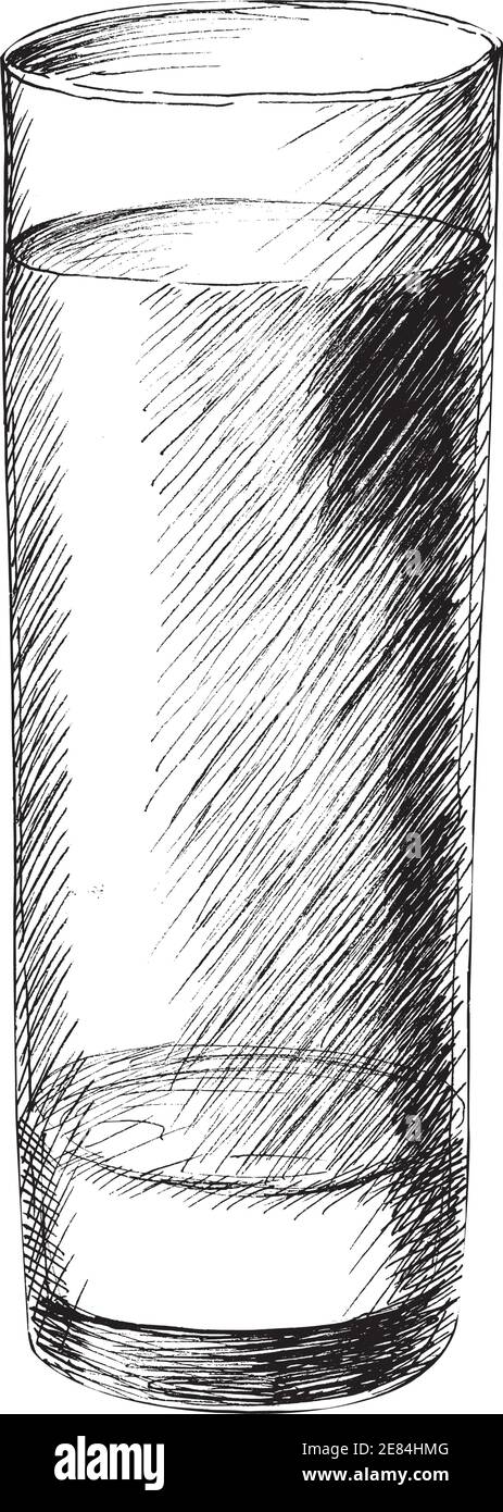 Disegno vettoriale monocromo di vetro a pallina tirato a mano, vetro da vino tirato isolato su sfondo bianco. Illustrazione Vettoriale