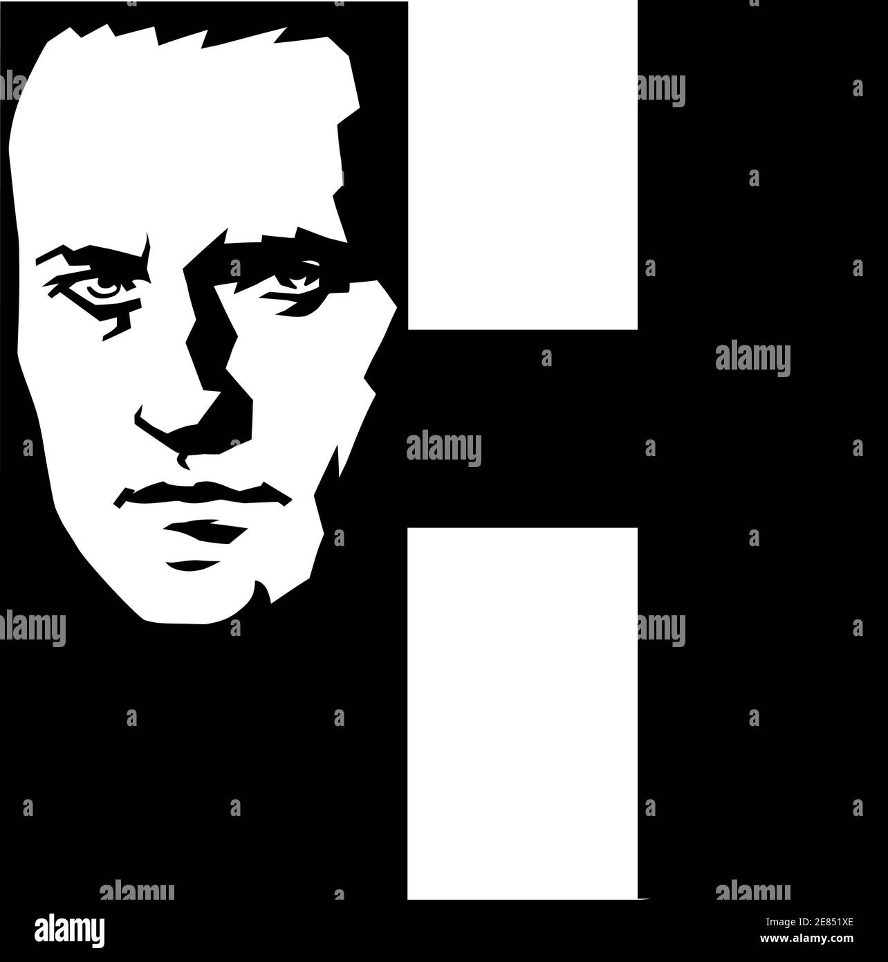 Il politico russo Alexey Navalny. La sagoma di un volto sulla lettera russa H Illustrazione Vettoriale