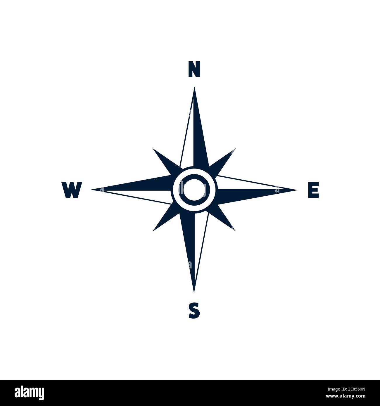 Icona bussola con indicazione Nord, Sud, Est e Ovest. Simbolo di  navigazione immagine vettoriale isolata in bianco Immagine e Vettoriale -  Alamy