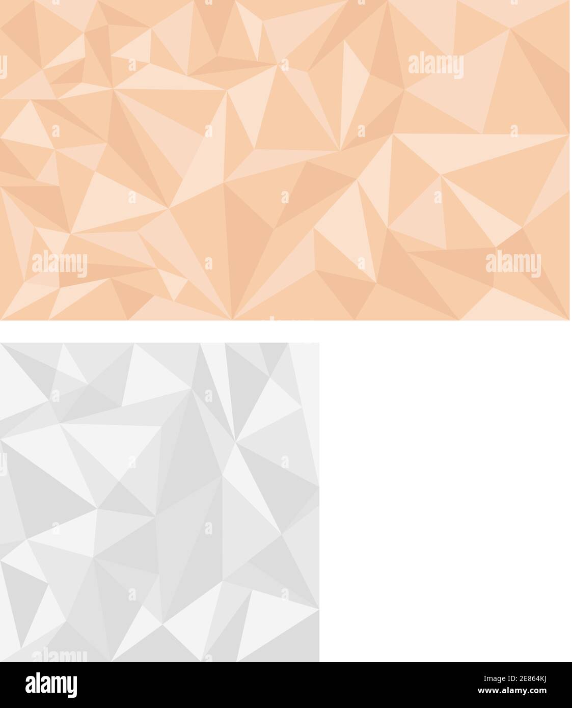 Set di due quadrati poligonali bassi e widescreen, sfondi colorati in grigio e beige Illustrazione Vettoriale
