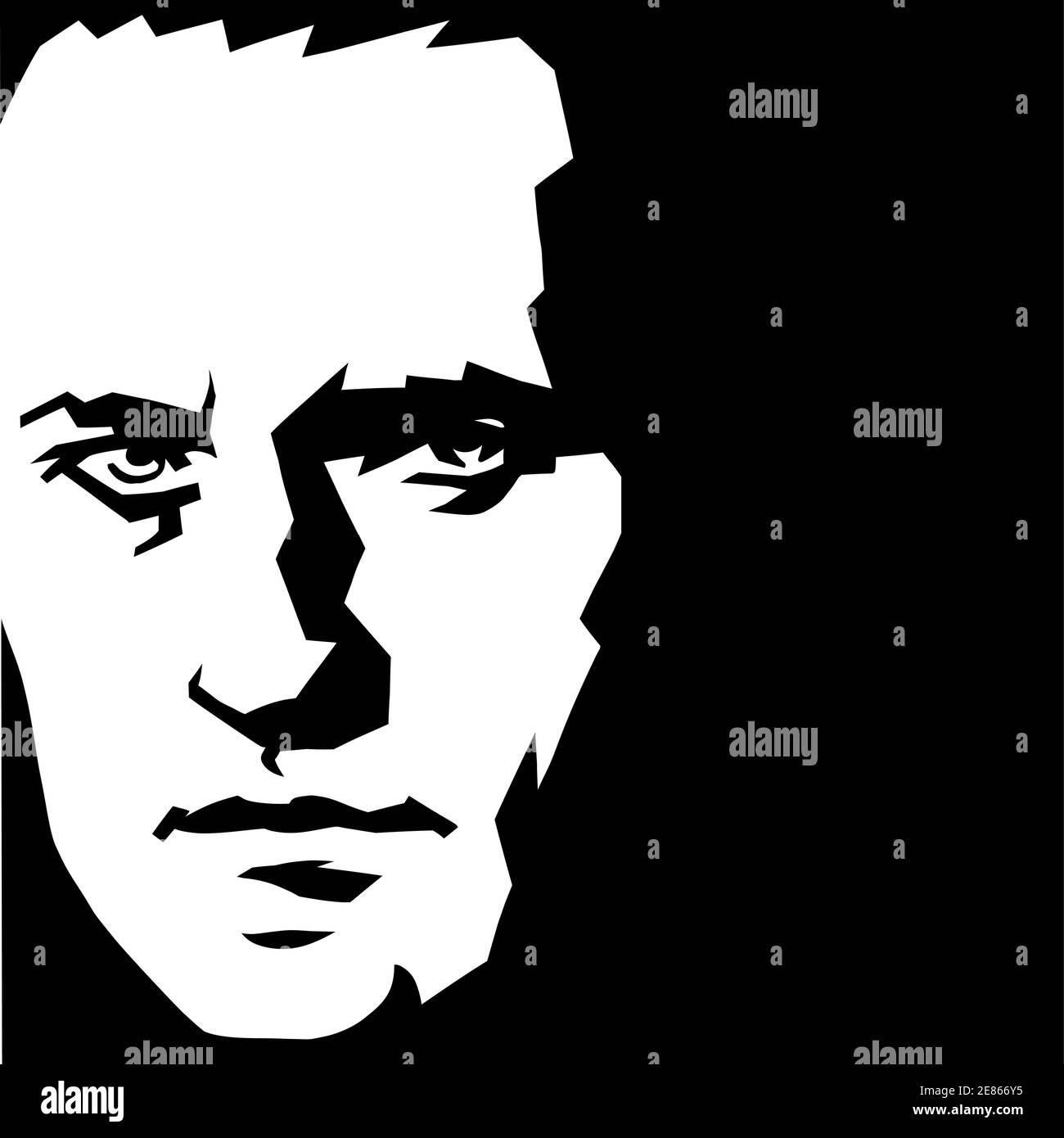 Il politico russo Alexey Navalny. Silhouette di un volto su sfondo nero Illustrazione Vettoriale