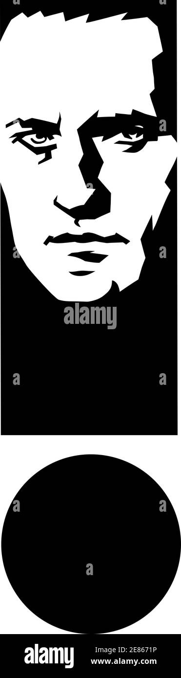 Il politico russo Alexey Navalny. La silhouette di una faccia su un punto esclamativo Illustrazione Vettoriale