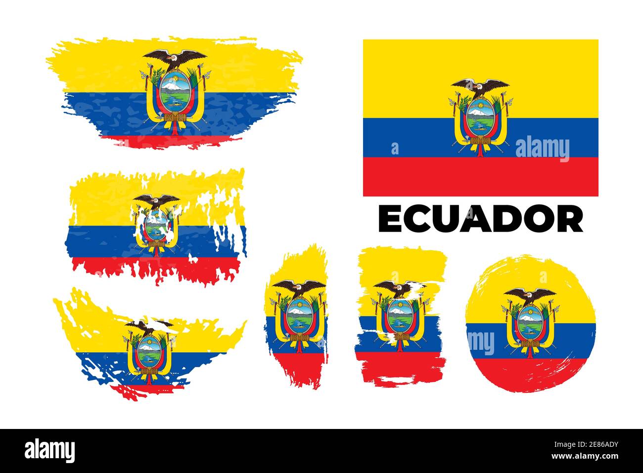 Bandiera dell'Ecuador, Repubblica dell'Ecuador. Modello per la progettazione di premi Illustrazione Vettoriale
