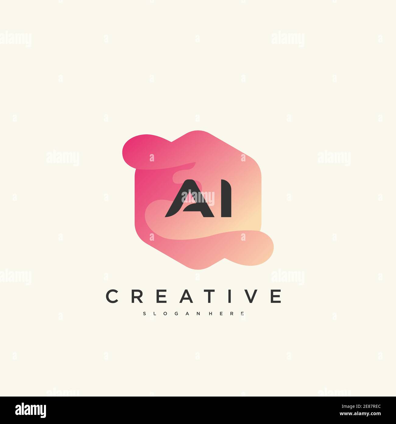 Ai elementi del modello iniziale con icone del logo Letter con Wave arte colorata Illustrazione Vettoriale