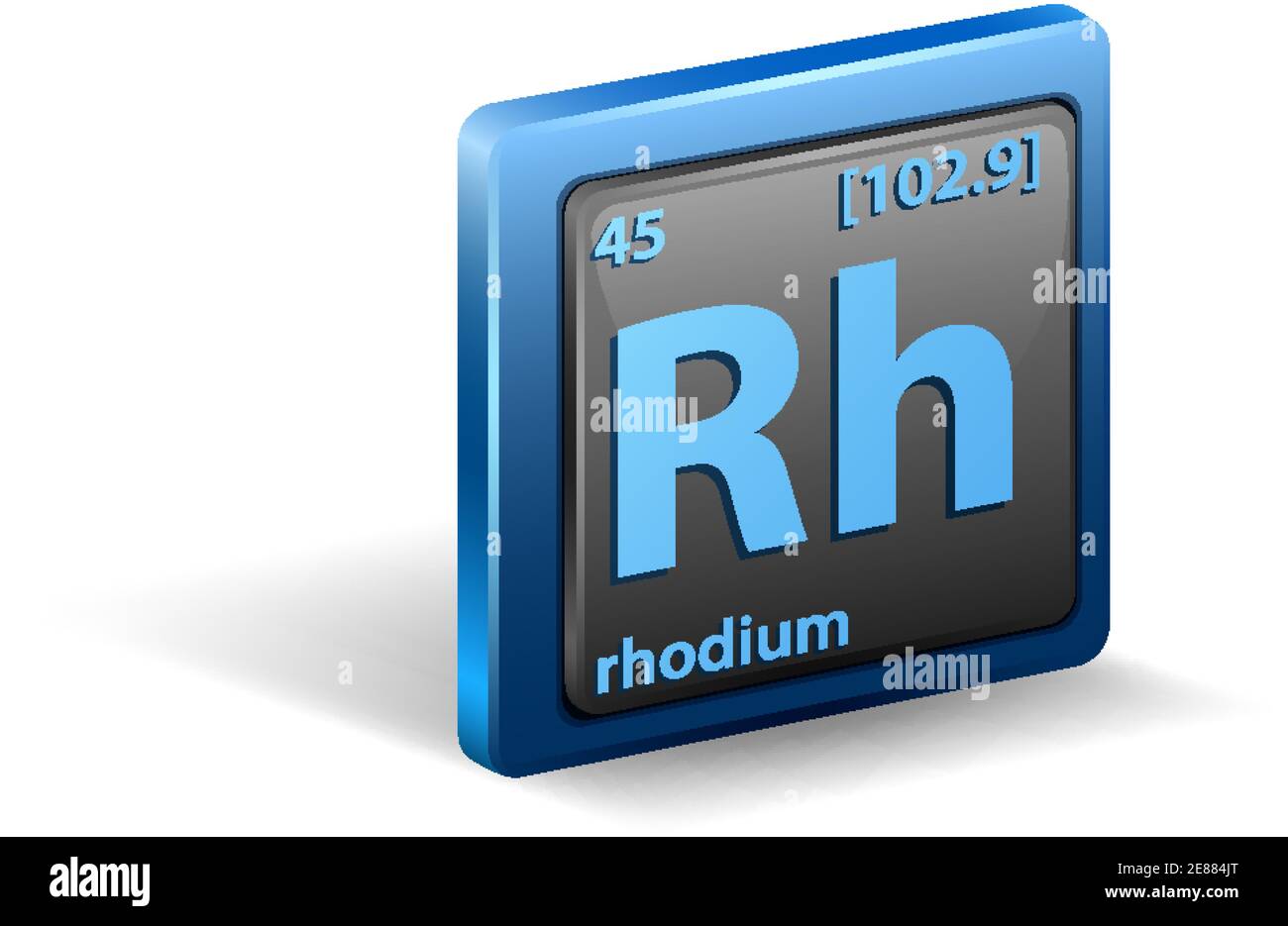 Elemento chimico rodio. Simbolo chimico con numero atomico e massa atomica. Illustrazione Illustrazione Vettoriale