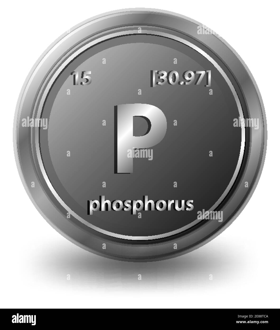 Elemento chimico del fosforo. Simbolo chimico con numero atomico e massa atomica. Illustrazione Illustrazione Vettoriale