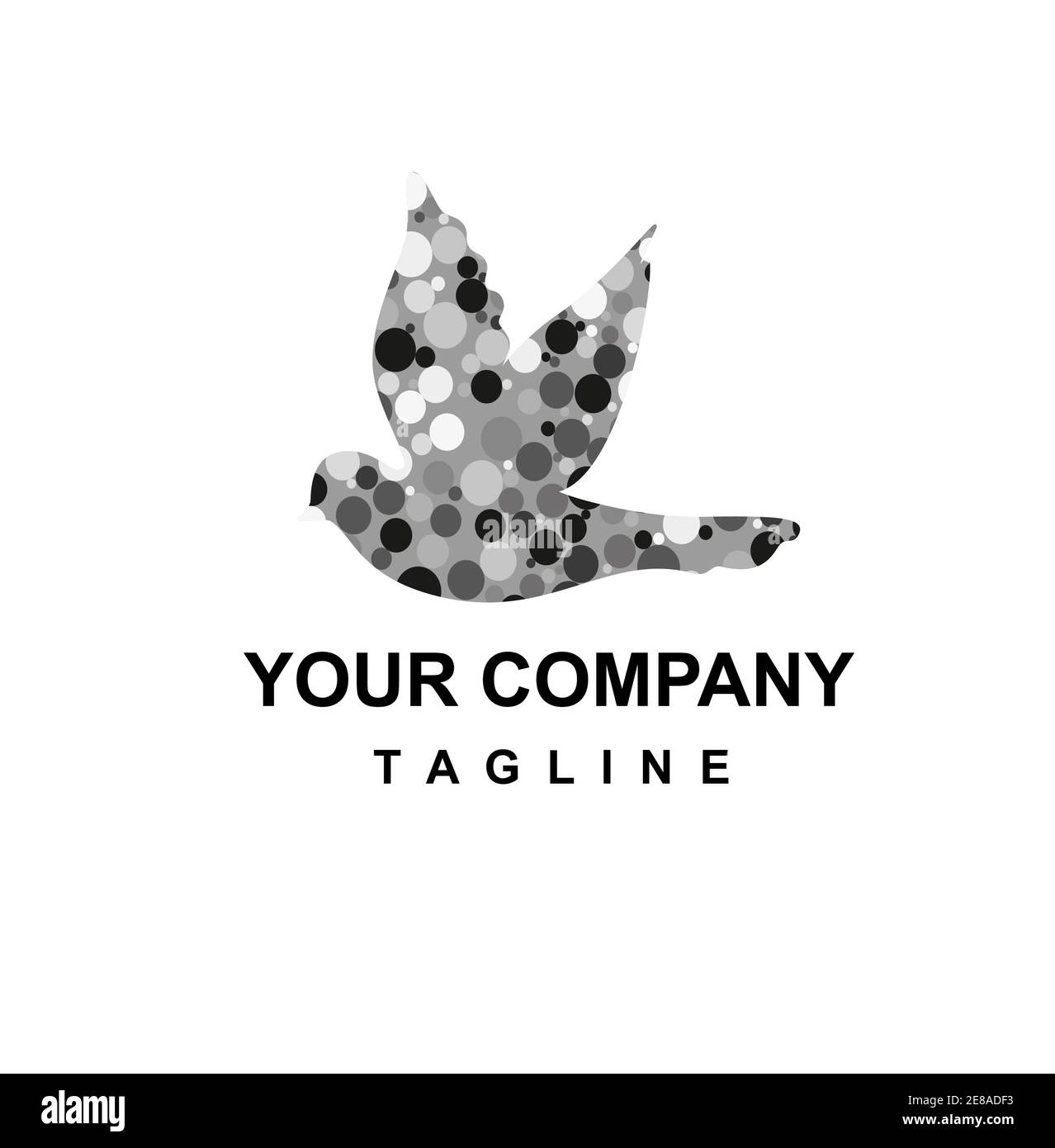 Nero Grigio dot bird digital logo aziendale e icona del vettore Illustrazione Vettoriale