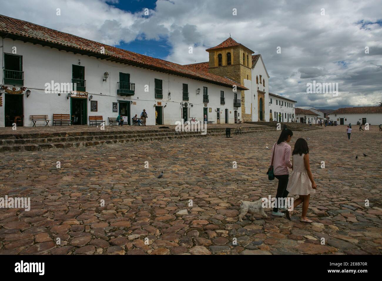 La piazza principale della città di Villa De Leiva in Colombia, Sud America, Foto Stock