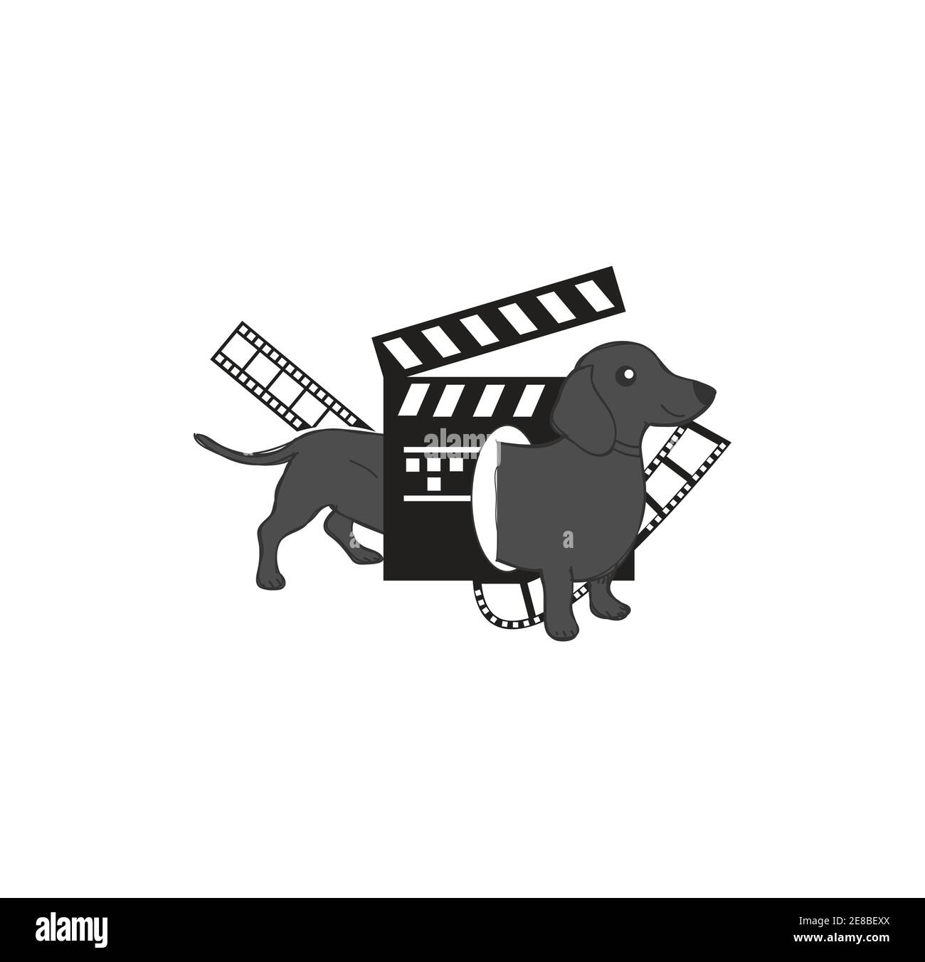 logo e icona della mascotte per il produttore di film black dog entertainment Illustrazione Vettoriale