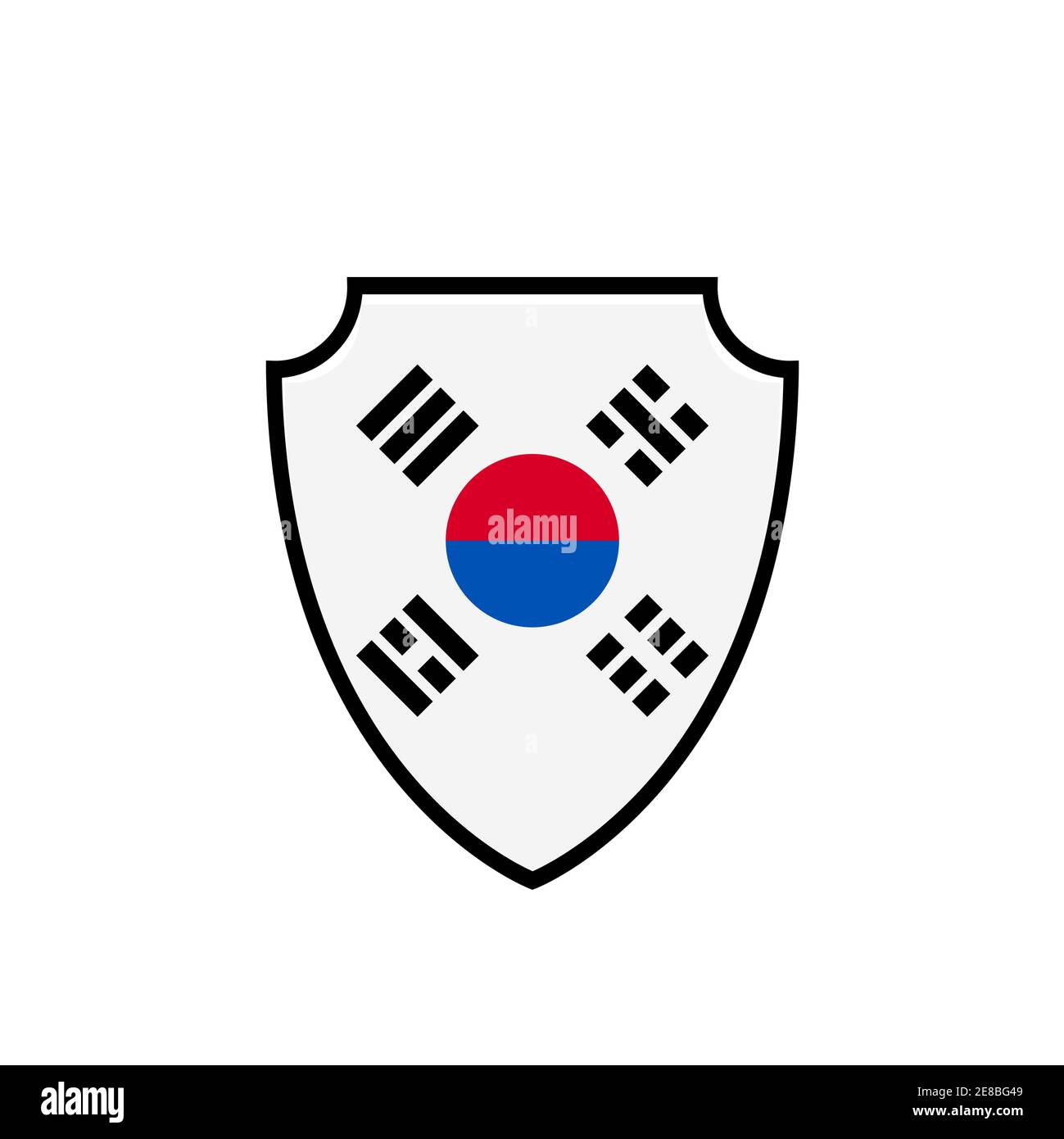 Bandiera Shield del logo e dell'icona vettoriale della Corea del Sud Illustrazione Vettoriale