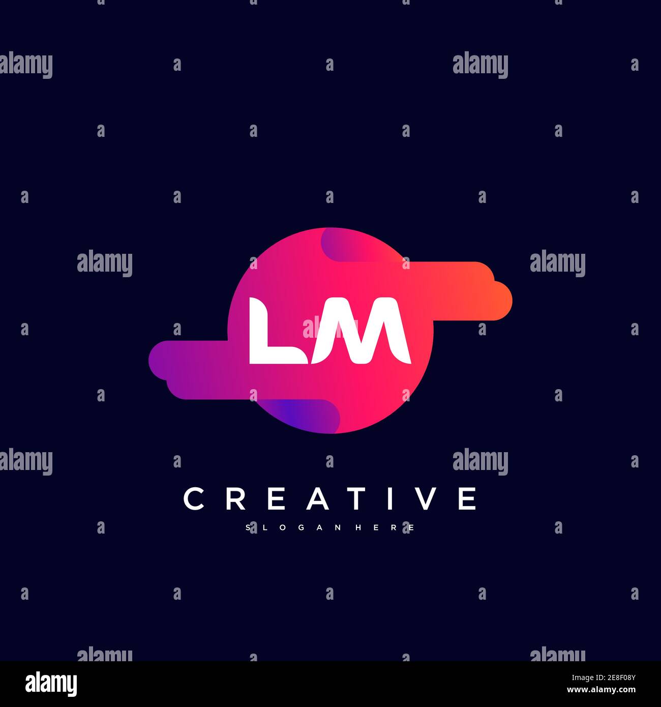 LM Initial Letter logo icona design elementi modello con onda colorato Illustrazione Vettoriale