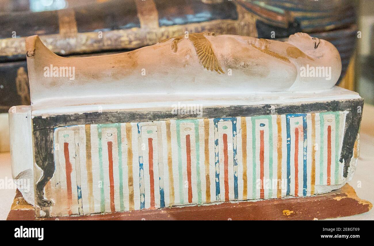 Egitto, Cairo, Museo Egizio, dalla tomba di Yuya e Thuya a Luxor : modello di cenotafio Osiriano, in pietra calcarea. Foto Stock