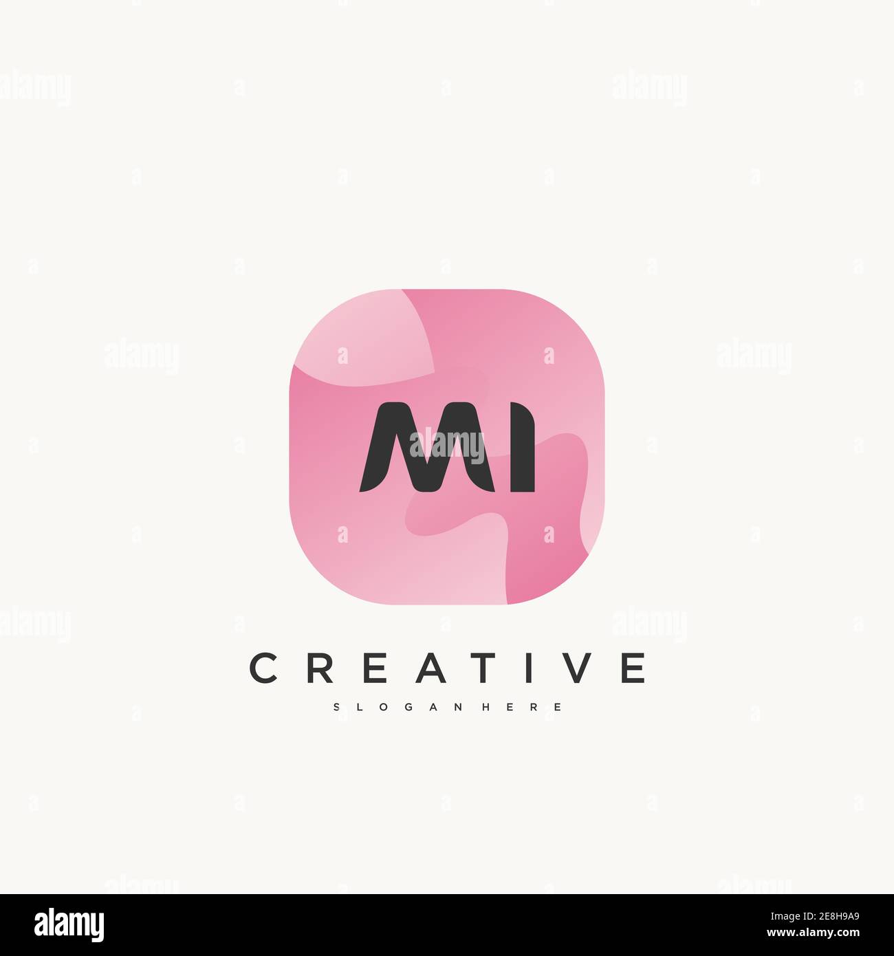 MI Initial Letter logo icona design elementi modello con onda colorato Illustrazione Vettoriale