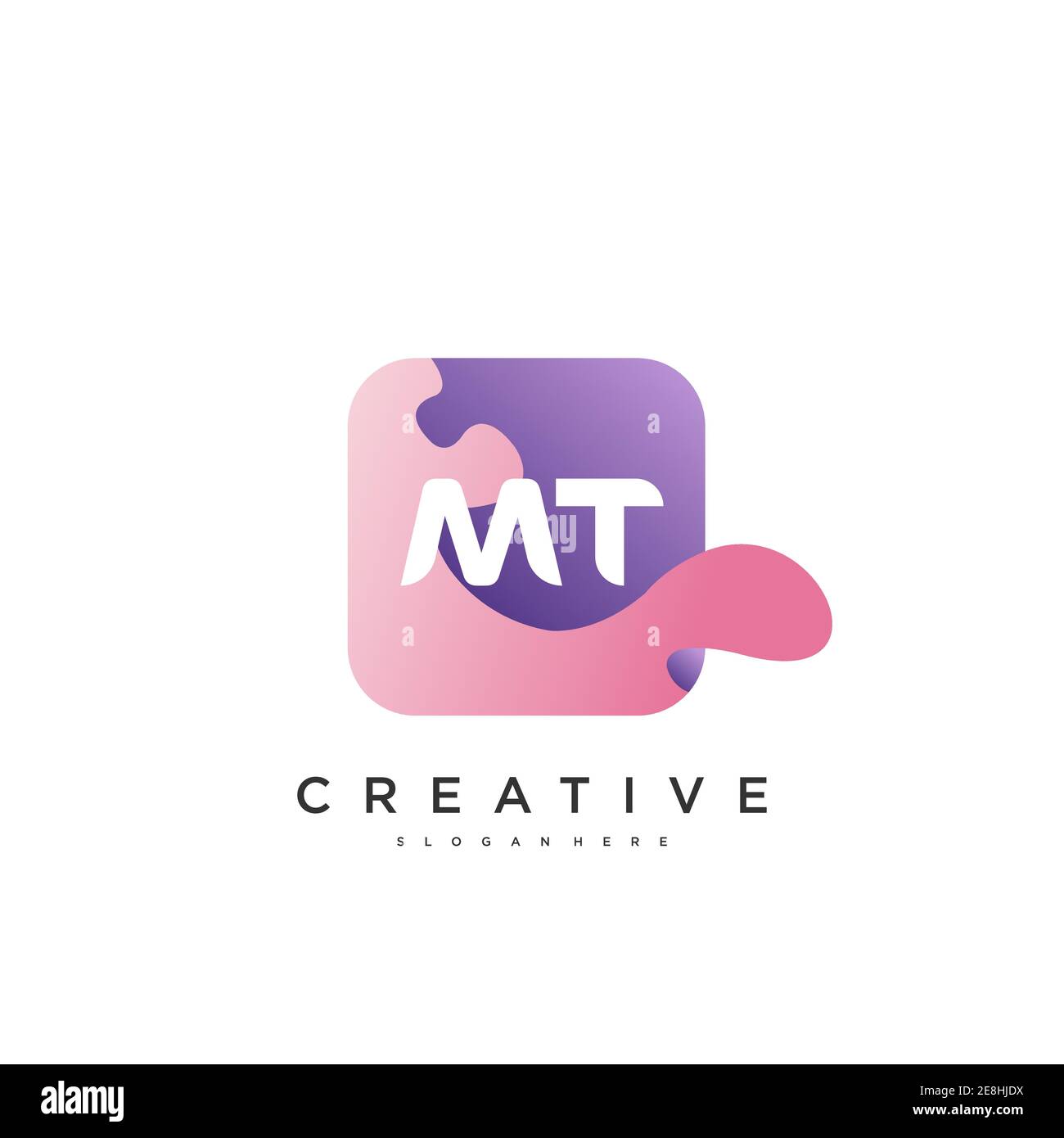 MT Initial Letter logo icona design elementi modello con onda colorato Illustrazione Vettoriale