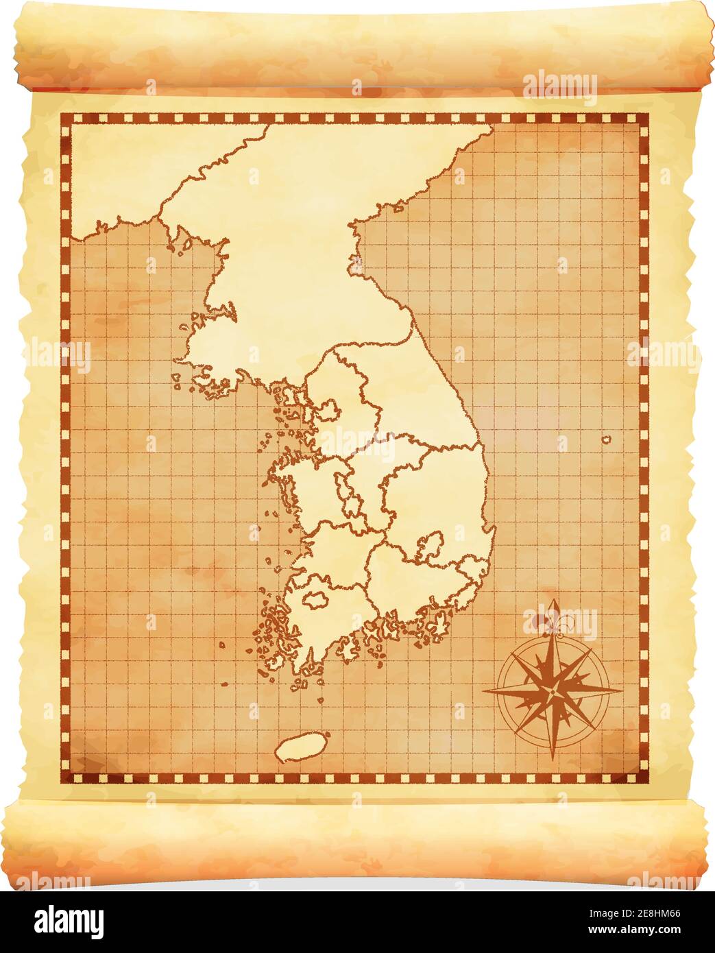 Illustrazione vettoriale della vecchia mappa vintage della corea del Sud Illustrazione Vettoriale