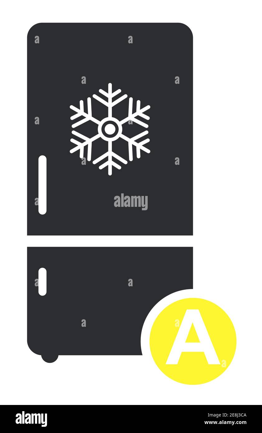 Vettore icona freezer freddo piatto. Segno moderno, pittogramma solido isolato su sfondo bianco. Illustrazione Vettoriale