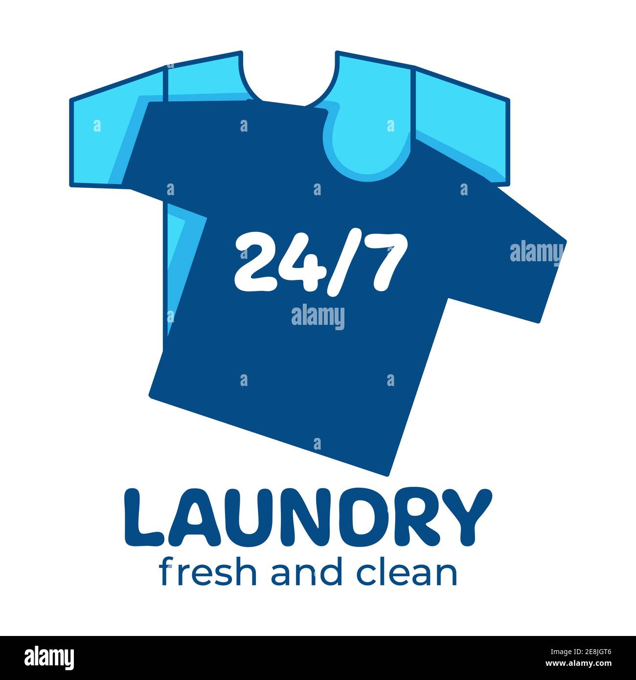 Servizio di lavanderia, fresco e pulito 24 ore su 24, 7 giorni su 7 Illustrazione Vettoriale