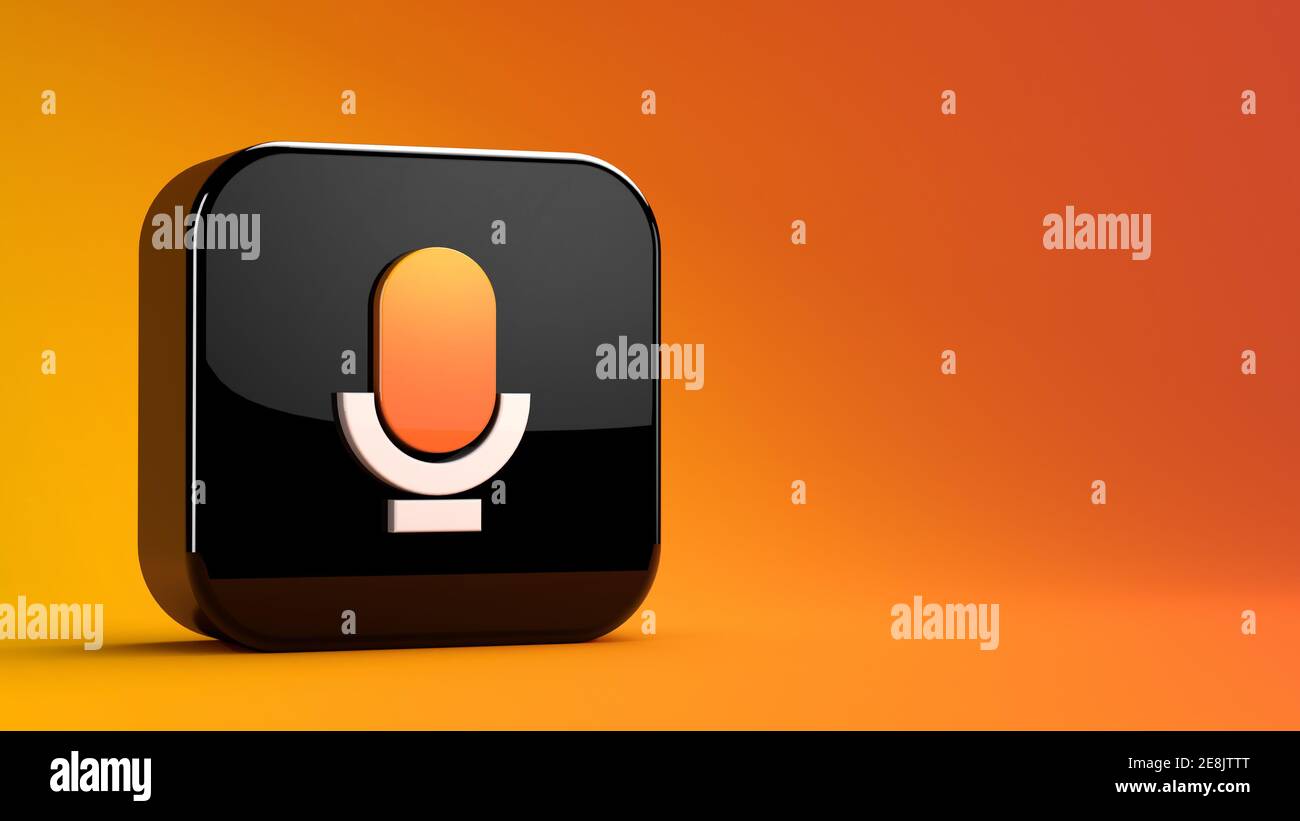 Valencia, Spagna, gennaio 2021: Rendering 3D dell'icona dell'app Stereo isolata su uno sfondo arancione a gradiente. Primo piano del logo dell'applicazione Stereo. Foto Stock
