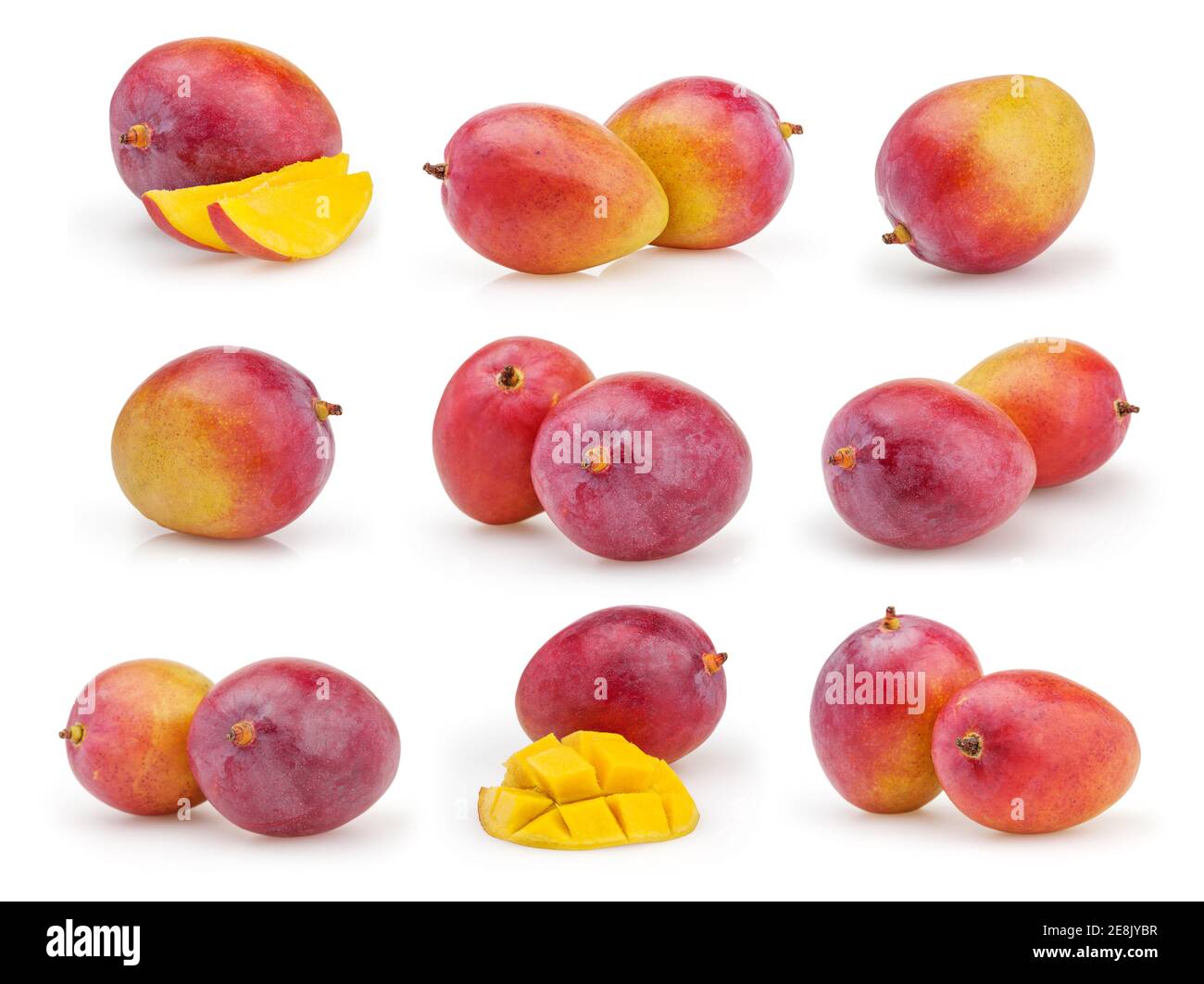 Insieme di manghi isolati su sfondo bianco Foto Stock