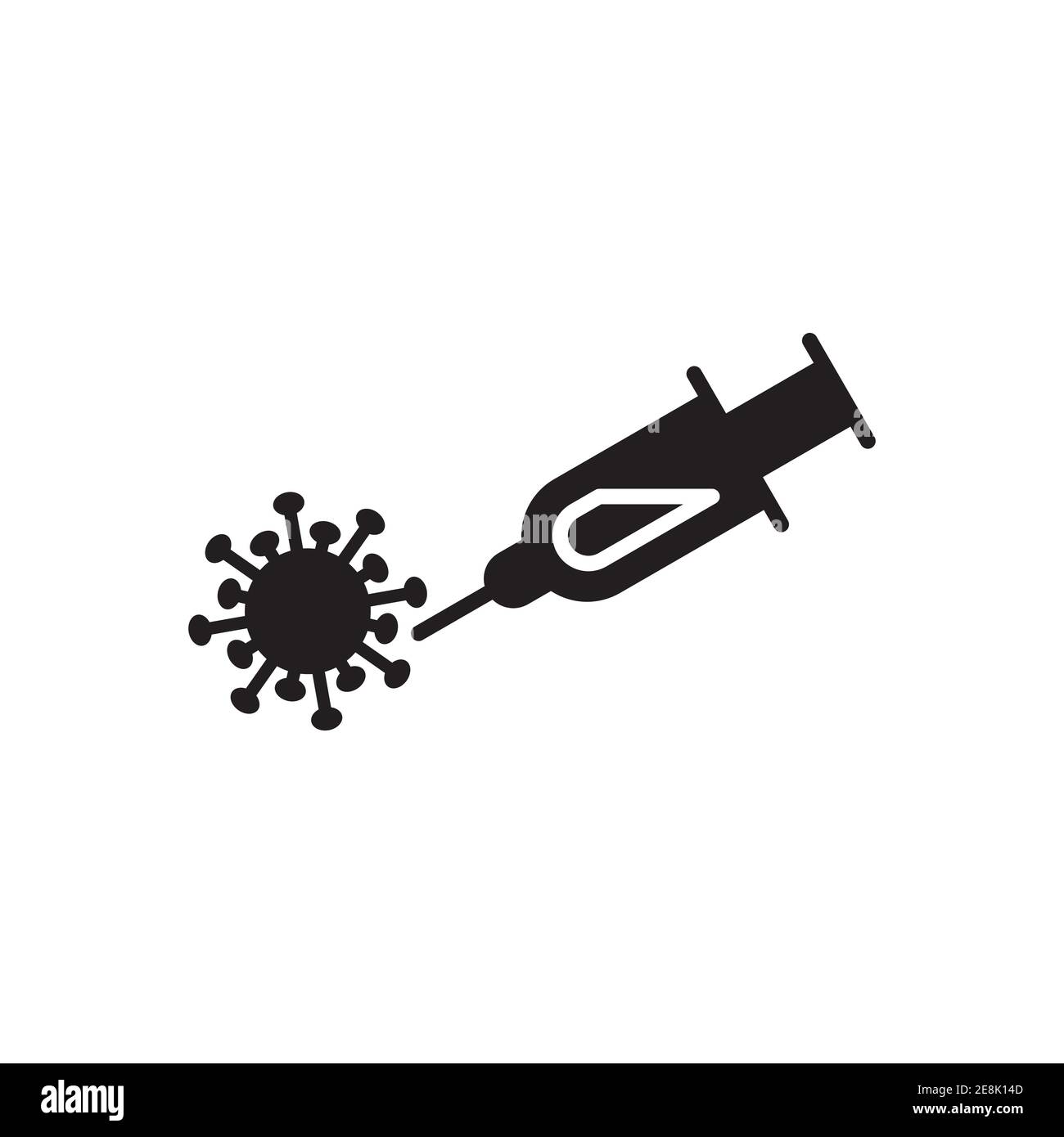 siringhe con vettore a icone di coronavirus isolato su sfondo bianco Illustrazione Vettoriale
