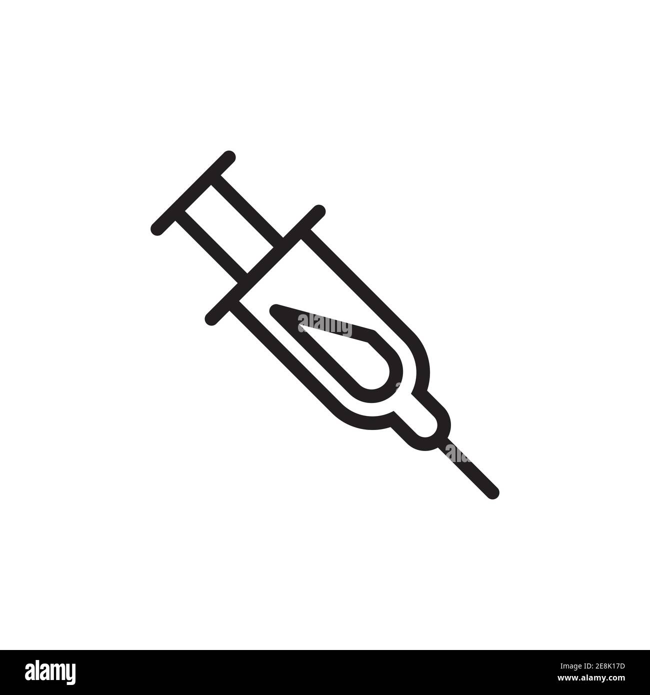 siringa con icona di linea isolata su sfondo bianco Illustrazione Vettoriale