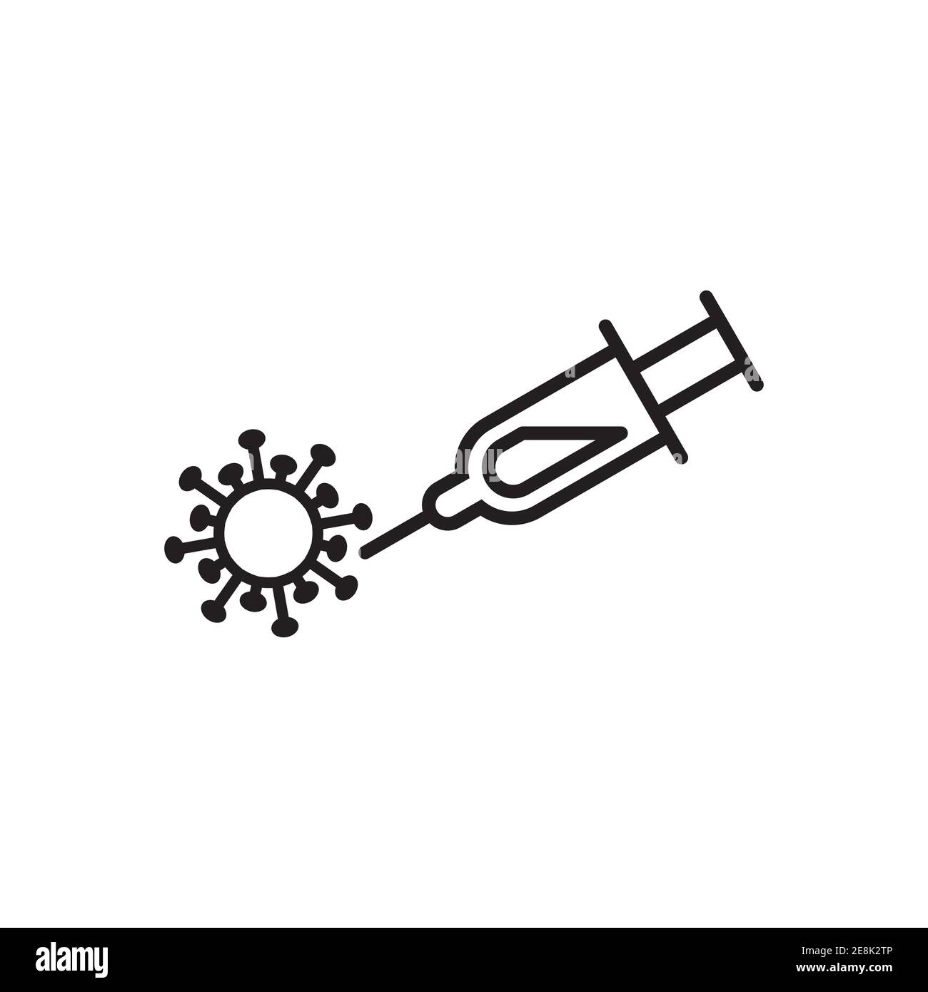 icona della linea del vaccino. vettore di disegno dell'immunizzazione del coronavirus. Illustrazione Vettoriale