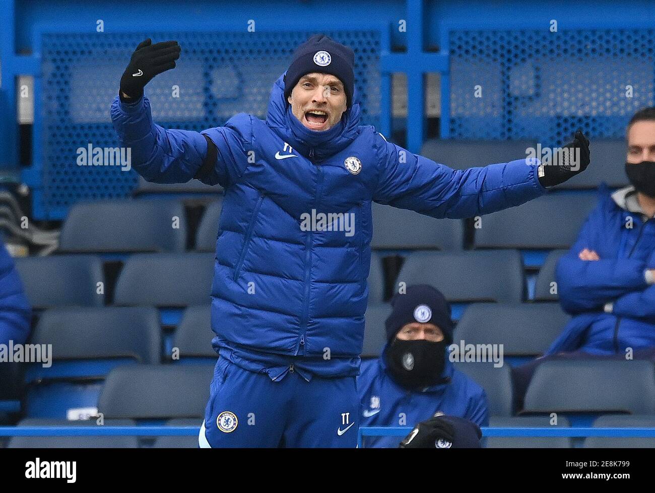 Stamford Bridge, Londra, 31 Gennaio 2021 il Manager di Chelsea Thomas Tuchel durante la loro partita della Premier League contro Burnley Picture Credit : © Mark Pain / Alamy Live News Foto Stock