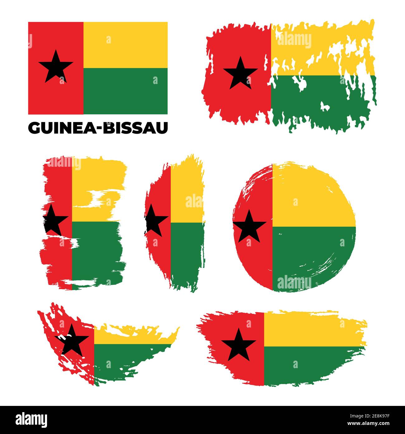 Bandiera di Guinea-Bissau. Illustrazione vettoriale su sfondo bianco. Illustrazione Vettoriale