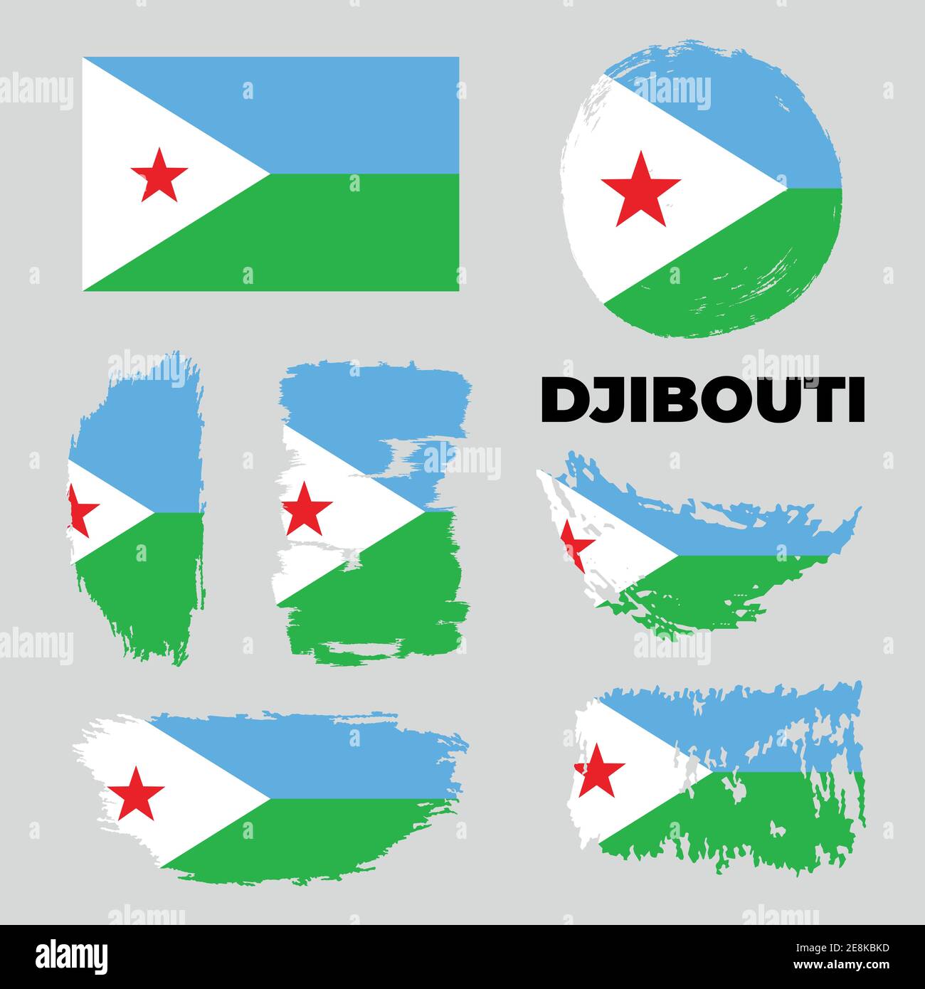 Set di flag Gibuti su vettore di sfondo isolato Illustrazione Vettoriale