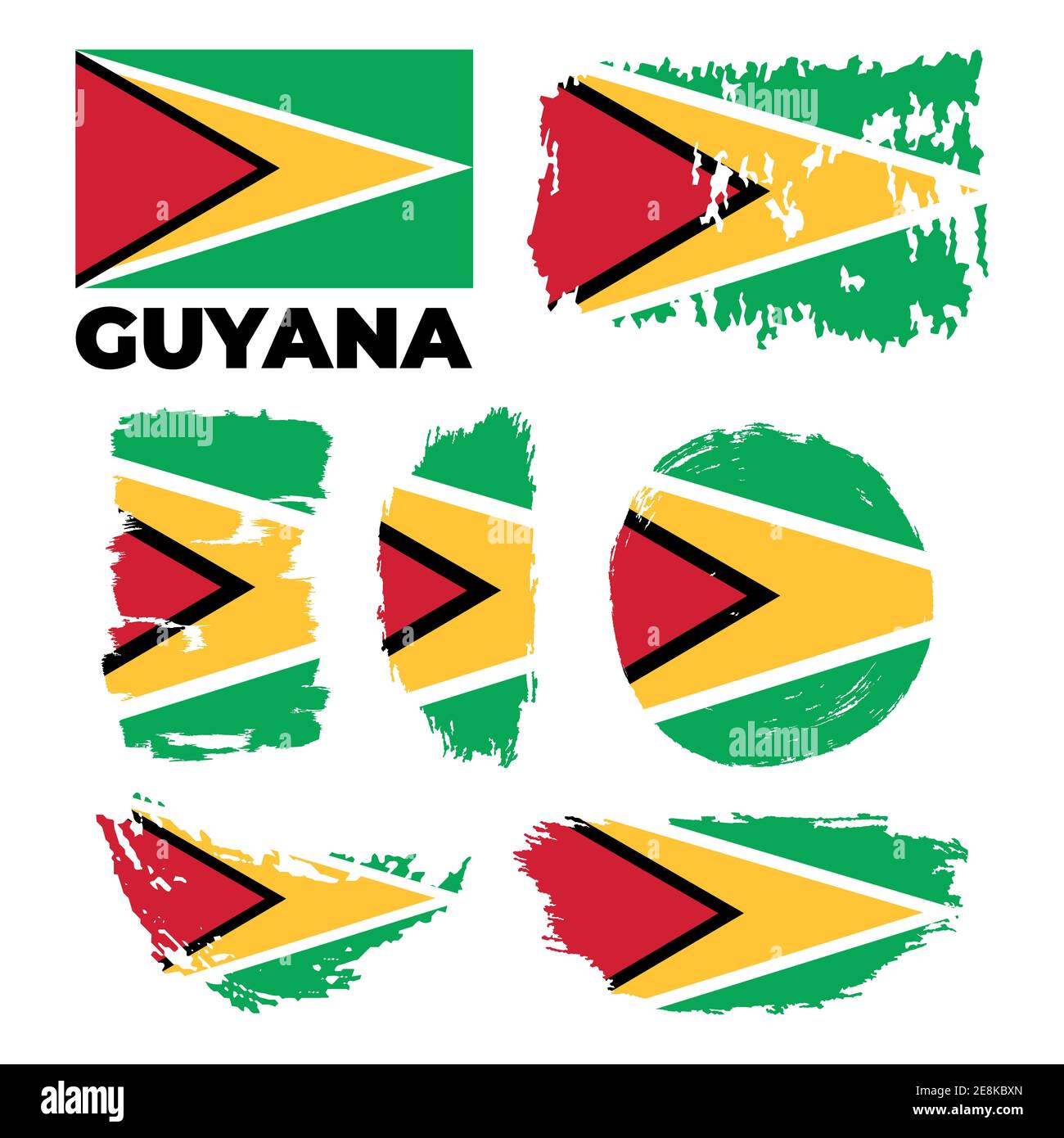 Bandiera della Guyana. Illustrazione vettoriale su un bianco Illustrazione Vettoriale