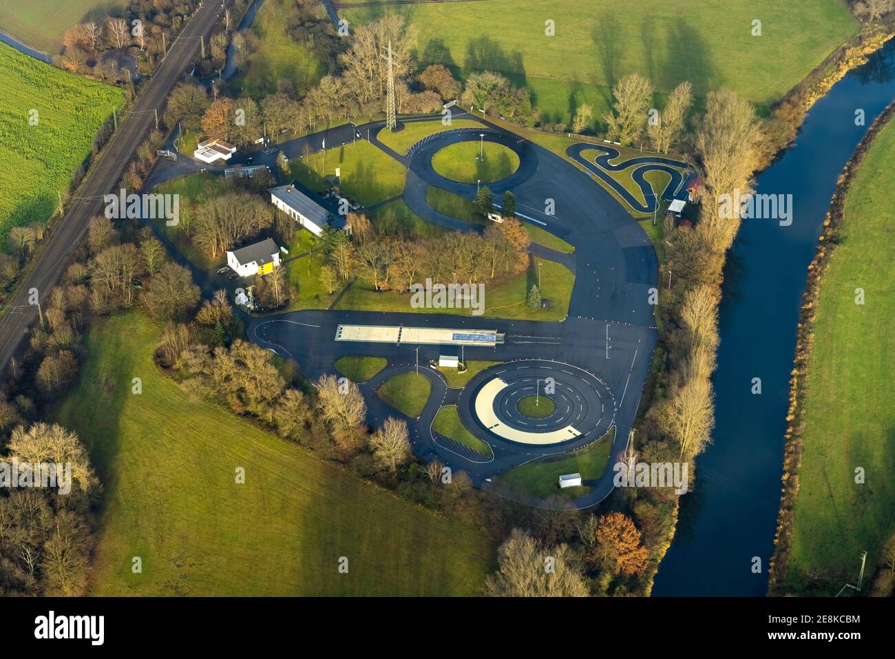 Vista aerea del centro di sicurezza di guida ADAC a Haltern-Stadt a Haltern am See nella zona della Ruhr nel Nord Reno-Westfalia, Germania, Berghaltern, DE, Foto Stock