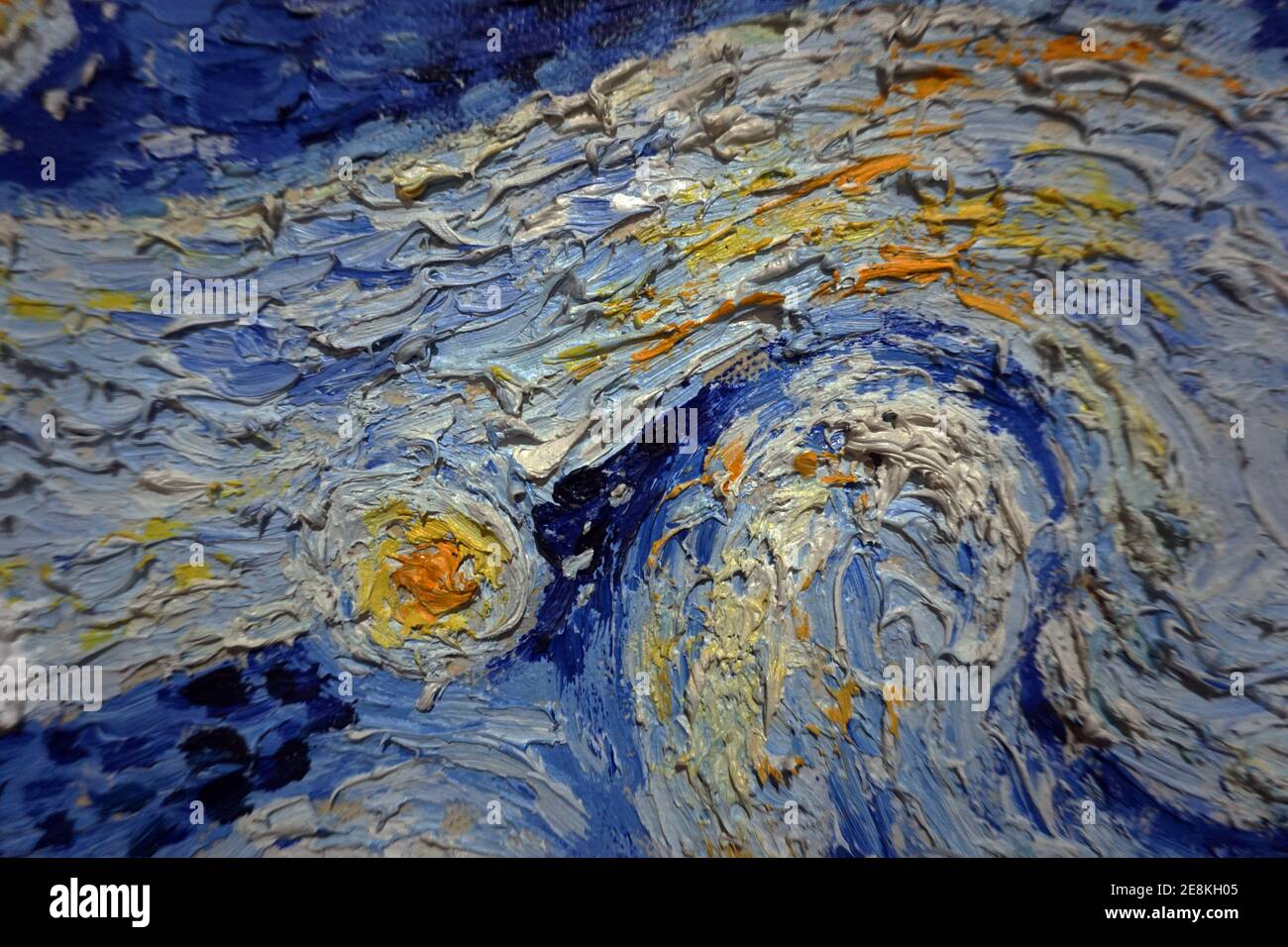 pennello tratto pittura colore olio astratto sfondo cielo , van gogh Foto Stock