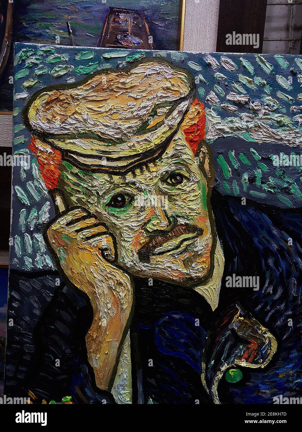Olio, pittura, astratto, arte, sfondo. , Su tela, van Gogh, Ritratto del  Dott. Gachet, quadri famosi Foto stock - Alamy