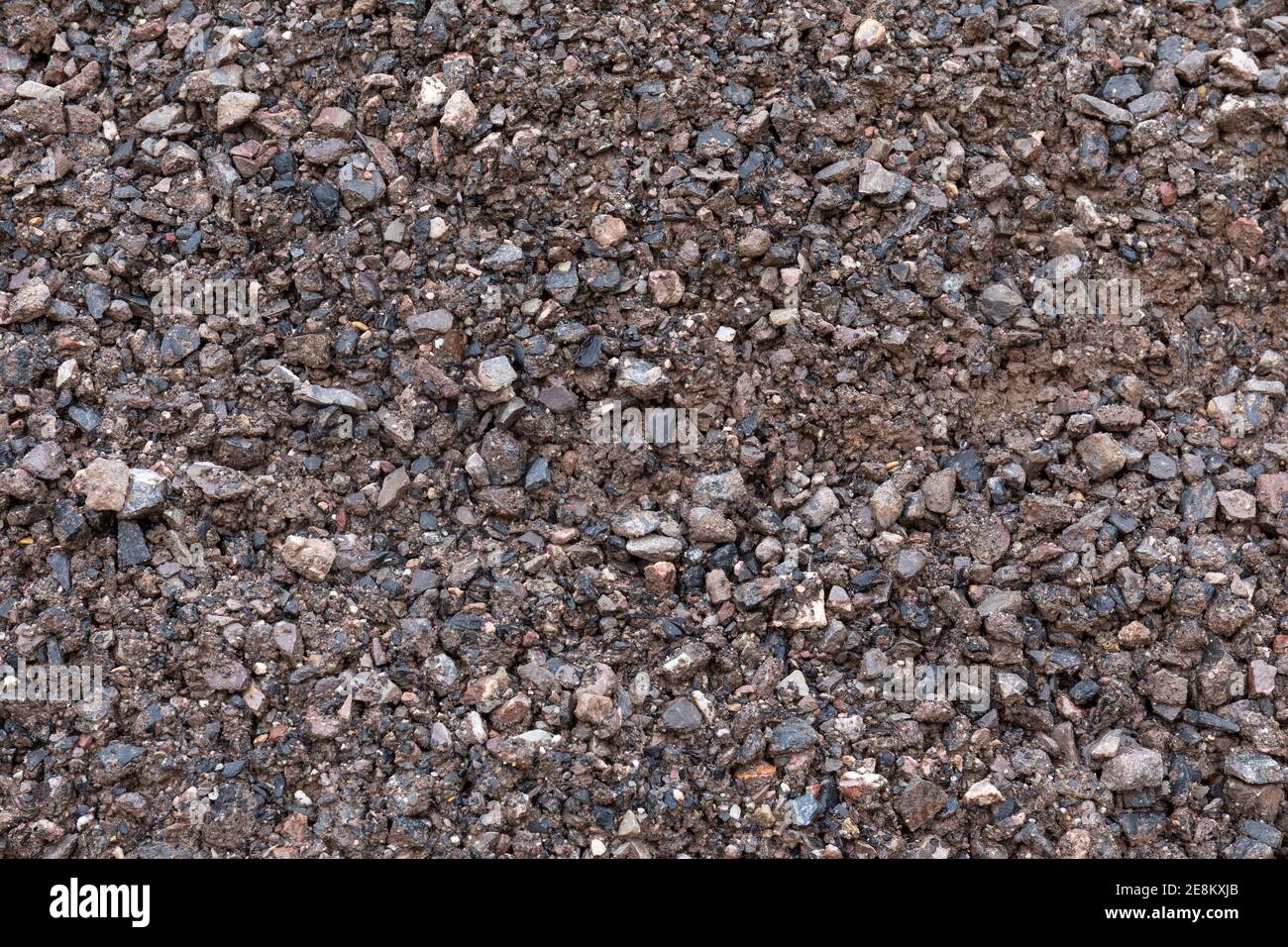 Primo piano di Scalpings utilizzati come materiale da costruzione per la vendita presso un Builders Merchants in Inghilterra, Regno Unito Foto Stock
